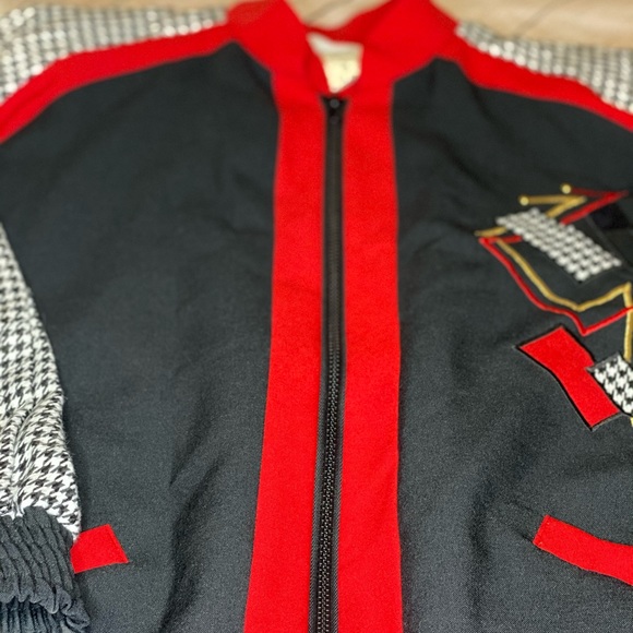 Vintage 80s Joyce checkered abstract bomber jacket - Picture 3 of 5